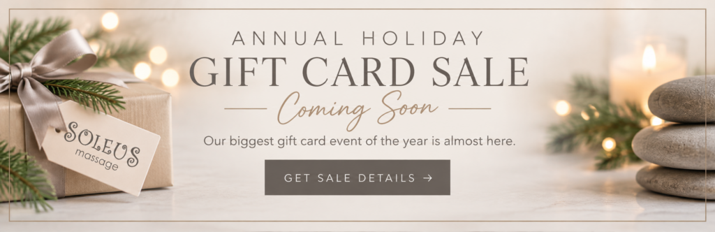nnual holiday Christmas gift card sale at Soleus Massage in Johnson City TN